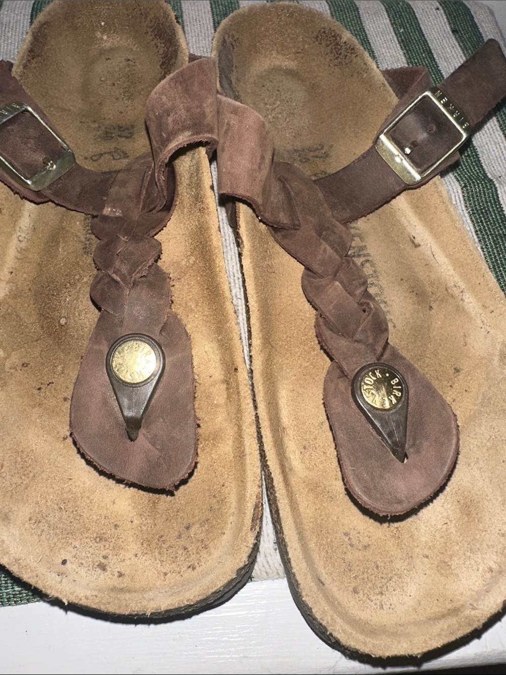 Birkenstock Brown Braided Toe-Post Sandals with Buckle - Picture 3 of 4